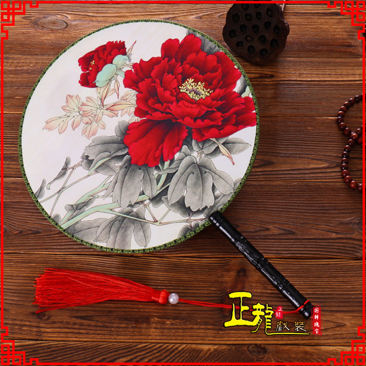 朝天古典中国风团扇空白扇跳舞蹈扇 真丝宫扇