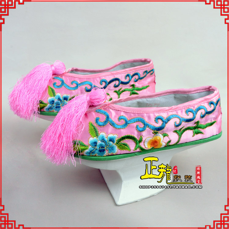 朝天京越剧戏鞋花盆底清朝皇后贵妃宫女花盆底 旗鞋