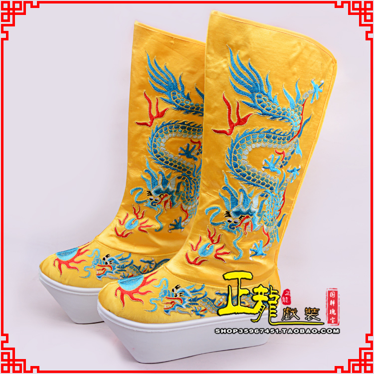朝天皇帝龙靴变脸靴绣龙靴子厚底官靴 好龙高靴