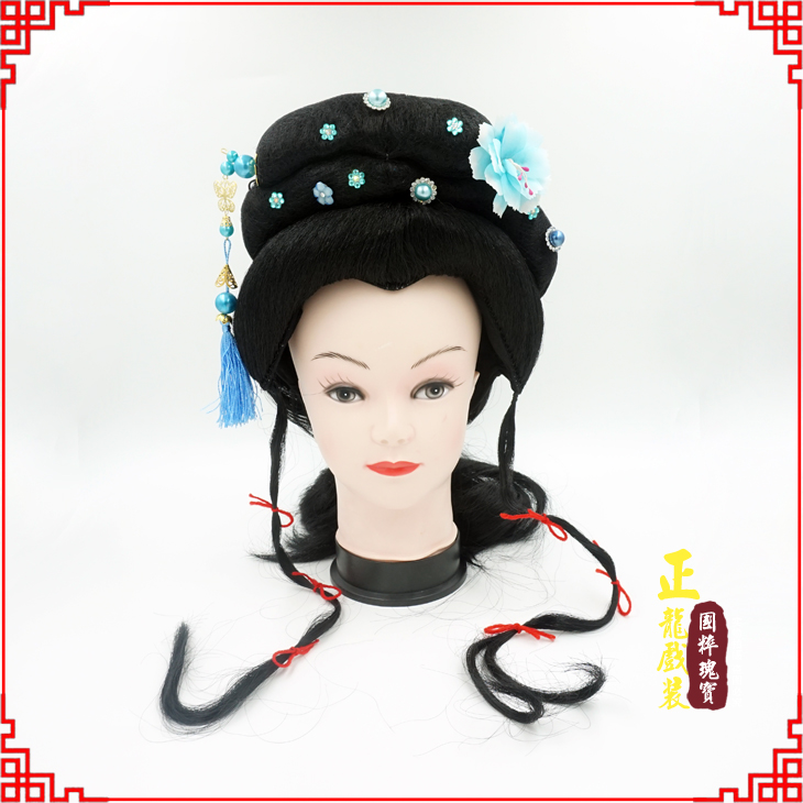 朝天戏剧服装京剧越剧小旦花旦丫鬟假发 小姐头套